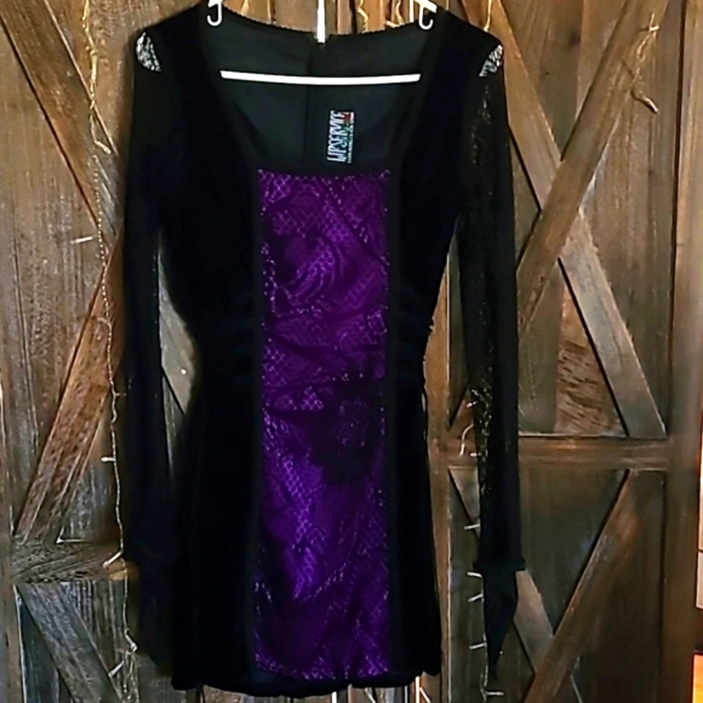 Lip Service Rare Vintage Black Velvet Purple Satin Dress